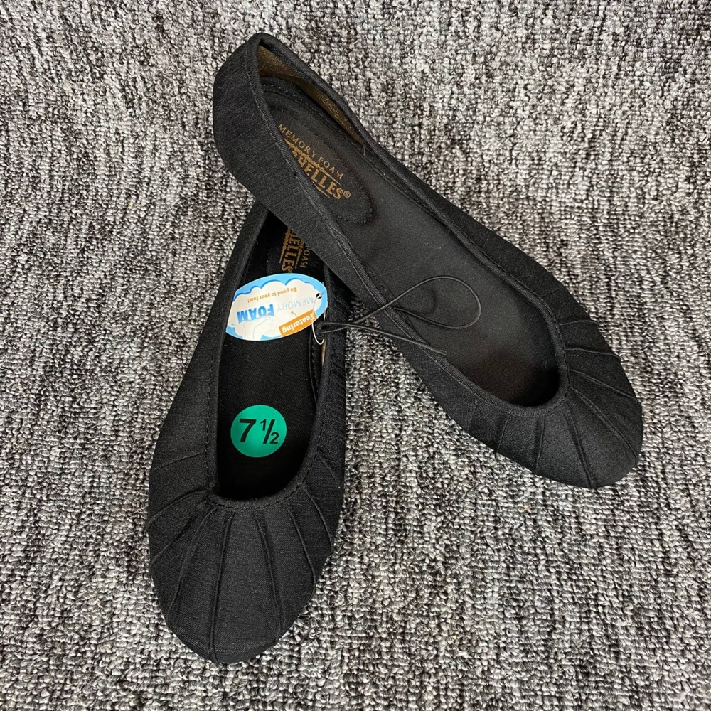 Seychelles Black Ballet Flats Pleated Ruched Toe Memory Foam Comfort Slip On - Picture 2 of 12